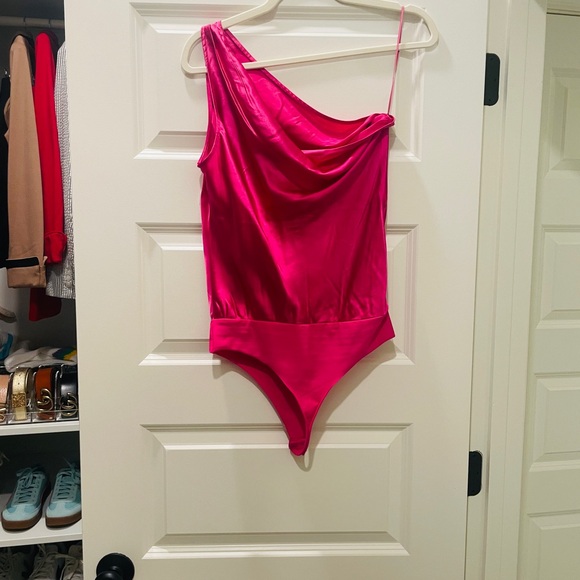 Cami NYC Magenta Satin Bodysuit - Picture 2 of 4